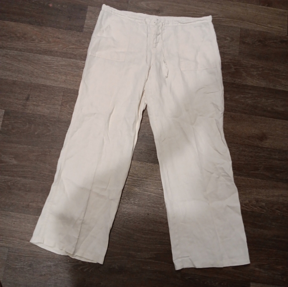 GAP Women  Light Tan Cargo Pants 100% Linen - Picture 2 of 7